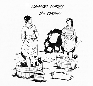 Stomping on Clothes to wash them in the 18th Century
